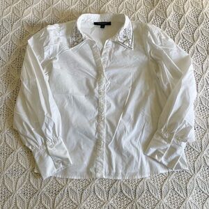 MARC NEW YORK ANDREW MARC WHITE       sequined collar blouse
